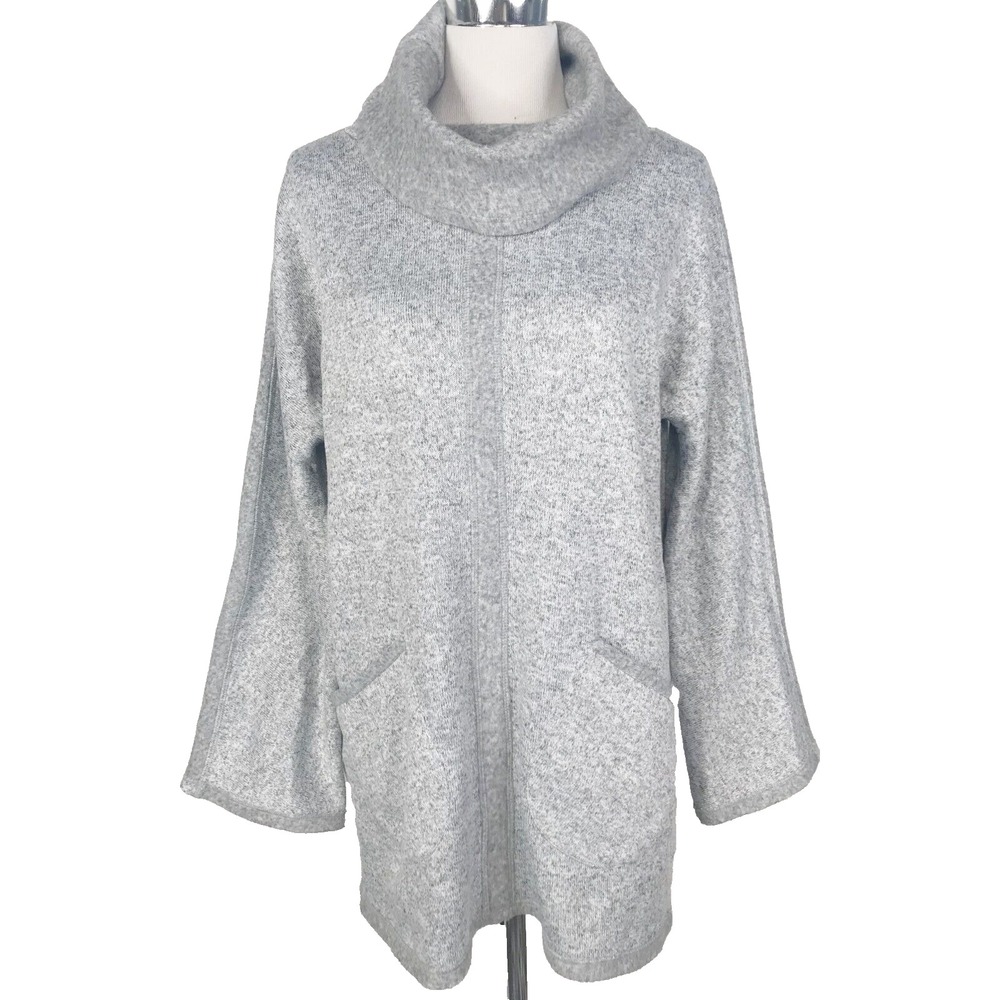 Soft Surroundings Sweater Womens Medium Gray Turtleneck Oversized Lagenlook Cozy